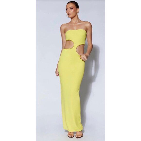 NWT Meshki Yellow Cut Out Dress - Picture 4 of 11